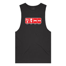 Load image into Gallery viewer, adult-mens-black-red-tank-top-game-chill-sleep-repeat-chllen-lifestyle-wear