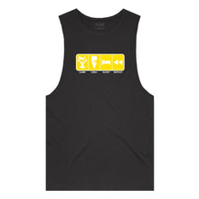 Load image into Gallery viewer, adult-mens-black-yellow-tank-top-game-chill-sleep-repeat-chllen-lifestyle-wear