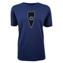 Load image into Gallery viewer, adult-mens-casual-stylish-blue-black-two-tone-staple-shirt-emblem-chllen-lifestyle-wear