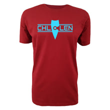 Load image into Gallery viewer, adult-mens-chill-red-fluro-blue-shirt-brand-logo-chill-chllen-lifestyle-wear