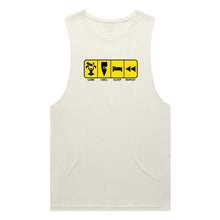 Load image into Gallery viewer, adult-mens-ecru-yellow-tank-top-game-chill-sleep-repeat-chllen-lifestyle-wear