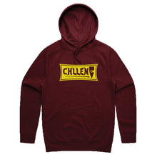 Load image into Gallery viewer, adults-mens-stylish-chill-burgundy-yellow-viben-hoodie-jumper-shop-chllen-lifestyle-wear