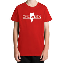 Load image into Gallery viewer, kids-casual-red-shirt-brand-logo-chllen-lifestyle-wear