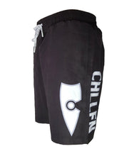 Load image into Gallery viewer, chillen chllen lifestyle wear black-white board shorts boardies