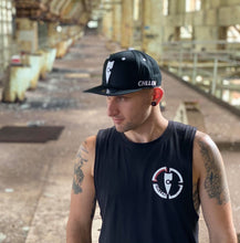 Load image into Gallery viewer, black white snapback hat cap chllen lifestyle wear chillen clothing chillin apparel