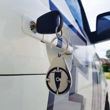 Load image into Gallery viewer, navy blue key ring navy blue key chain metal key ring metal key chain chllen lifestyle wear blue velvet bag chillen clothing