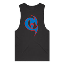 Load image into Gallery viewer, adult-mens-black-blue-red-two-tone-gym-wear-tank-top-singlet-shirt-evolve-chllen-lifestyle-wear