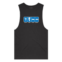 Load image into Gallery viewer, adult-mens-black-blue-tank-top-skate-chill-sleep-repeat-chllen-lifestyle-wear