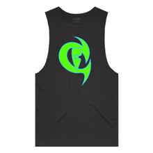 Load image into Gallery viewer, adult-mens-black-fluro-green-fluro-blue-two-tone-gym-wear-tank-top-singlet-shirt-evolve-chllen-lifestyle-wear