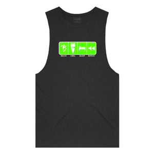 adult-mens-black-fluro-green-tank-top-skate-chill-sleep-repeat-chllen-lifestyle-wear