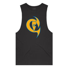 Load image into Gallery viewer, adult-mens-black-orange-blue-two-tone-gym-wear-tank-top-singlet-shirt-evolve-chllen-lifestyle-wear