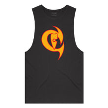 Load image into Gallery viewer, adult-mens-black-orange-red-two-tone-gym-wear-tank-top-singlet-shirt-evolve-chllen-lifestyle-wear