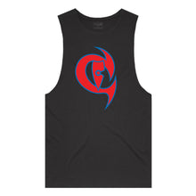 Load image into Gallery viewer, adult-mens-black-red-blue-two-tone-gym-wear-tank-top-singlet-shirt-evolve-chllen-lifestyle-wear