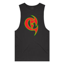 Load image into Gallery viewer, adult-mens-black-red-fluro-green-two-tone-gym-wear-tank-top-singlet-shirt-evolve-chllen-lifestyle-wear