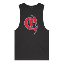 Load image into Gallery viewer, adult-mens-black-red-fluro-light-blue-two-tone-gym-wear-tank-top-singlet-shirt-evolve-chllen-lifestyle-wear