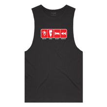 Load image into Gallery viewer, adult-mens-black-red-tank-top-skate-chill-sleep-repeat-chllen-lifestyle-wear