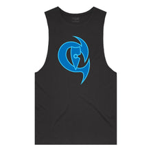 Load image into Gallery viewer, adult-mens-black-white-blue-fluro-blue-two-tone-gym-wear-tank-top-singlet-shirt-evolve-chllen-lifestyle-wear