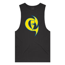 Load image into Gallery viewer, adult-mens-black-yellow-blue-two-tone-gym-wear-tank-top-singlet-shirt-evolve-chllen-lifestyle-wear