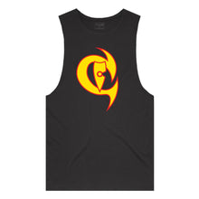 Load image into Gallery viewer, adult-mens-black-yellow-red-two-tone-gym-wear-tank-top-singlet-shirt-evolve-chllen-lifestyle-wear