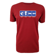 Load image into Gallery viewer, adult-mens-cardinal-red-blue-casual-surf-wear-t-shirt-surf-chill-sleep-repeat-chllen-lifestyle-wear