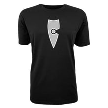 Load image into Gallery viewer, adult-mens-casual-stylish-black-grey-two-tone-staple-shirt-emblem-chllen-lifestyle-wear