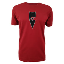 Load image into Gallery viewer, adult-mens-casual-stylish-red-black-two-tone-staple-shirt-emblem-chllen-lifestyle-wear