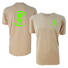 Load image into Gallery viewer, adult-mens-casual-stylish-tan-fluro-green-two-tone-staple-shirt-zentrix-logo-chllen-lifestyle-wear