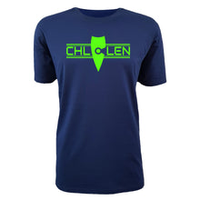 Load image into Gallery viewer, adult-mens-chill-blue-fluro-green-shirt-brand-logo-chill-chllen-lifestyle-wear