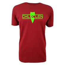 Load image into Gallery viewer, adult-mens-chill-red-fluro-green-shirt-brand-logo-chill-chllen-lifestyle-wear