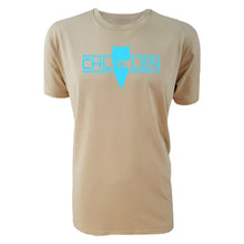 Load image into Gallery viewer, adult-mens-chill-tan-fluro-blue-shirt-brand-logo-chill-chllen-lifestyle-wear