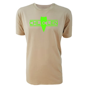 adult-mens-chill-tan-fluro-green-shirt-brand-logo-chill-chllen-lifestyle-wear