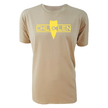 Load image into Gallery viewer, adult-mens-chill-tan-yellow-shirt-brand-logo-chill-chllen-lifestyle-wear