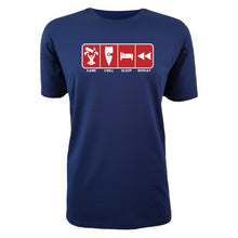 Load image into Gallery viewer, adult-mens-cobalt-navy-blue-red-casual-gaming-t-shirt-game-chill-sleep-repeat-chllen-lifestyle-wear