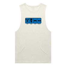 Load image into Gallery viewer, adult-mens-ecru-blue-tank-top-gym-chill-sleep-repeat-chllen-lifestyle-wear