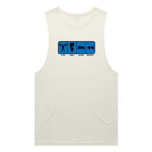 adult-mens-ecru-blue-tank-top-gym-chill-sleep-repeat-chllen-lifestyle-wear