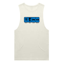 Load image into Gallery viewer, adult-mens-ecru-blue-tank-top-skate-chill-sleep-repeat-chllen-lifestyle-wear