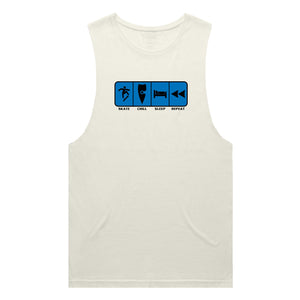 adult-mens-ecru-blue-tank-top-skate-chill-sleep-repeat-chllen-lifestyle-wear