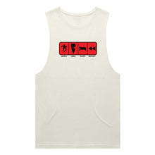 Load image into Gallery viewer, adult-mens-ecru-red-tank-top-skate-chill-sleep-repeat-chllen-lifestyle-wear