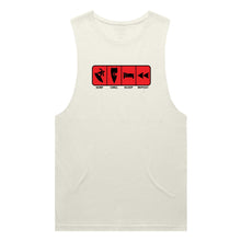 Load image into Gallery viewer, adult-mens-ecru-red-tank-top-surf-chill-sleep-repeat-chllen-lifestyle-wear