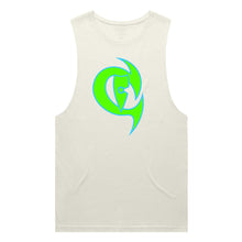 Load image into Gallery viewer, adult-mens-ecru-tan-fluro-green-fluro-light-blue-two-tone-gym-wear-tank-top-singlet-shirt-evolve-chllen-lifestyle-wear