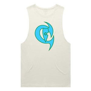 adult-mens-ecru-tan-fluro-light-blue-green-two-tone-gym-wear-tank-top-singlet-shirt-evolve-chllen-lifestyle-wear