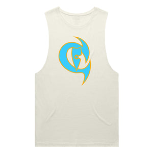 adult-mens-ecru-tan-fluro-light-blue-orange-two-tone-gym-wear-tank-top-singlet-shirt-evolve-chllen-lifestyle-wear