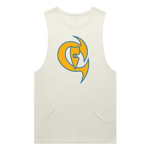 adult-mens-ecru-tan-orange-blue-two-tone-gym-wear-tank-top-singlet-shirt-evolve-chllen-lifestyle-wear