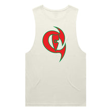 Load image into Gallery viewer, adult-mens-ecru-tan-red-green-two-tone-gym-wear-tank-top-singlet-shirt-evolve-chllen-lifestyle-wear