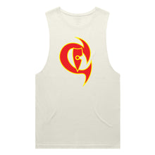 Load image into Gallery viewer, adult-mens-ecru-tan-red-yellow-two-tone-gym-wear-tank-top-singlet-shirt-evolve-chllen-lifestyle-wear