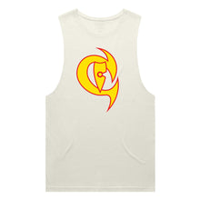 Load image into Gallery viewer, adult-mens-ecru-tan-yellow-red-two-tone-gym-wear-tank-top-singlet-shirt-evolve-chllen-lifestyle-wear