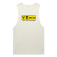 Load image into Gallery viewer, adult-mens-ecru-yellow-tank-top-gym-chill-sleep-repeat-chllen-lifestyle-wear