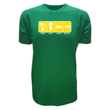 Load image into Gallery viewer, adult-mens-green-yellow-casual-gaming-t-shirt-game-chill-sleep-repeat-chllen-lifestyle-wear