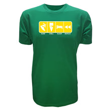 Load image into Gallery viewer, adult-mens-green-yellow-casual-surf-wear-t-shirt-surf-chill-sleep-repeat-chllen-lifestyle-wear