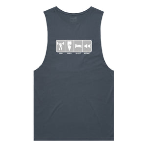 adult-mens-petrol-blue-grey-tank-top-gym-chill-sleep-repeat-chllen-lifestyle-wear